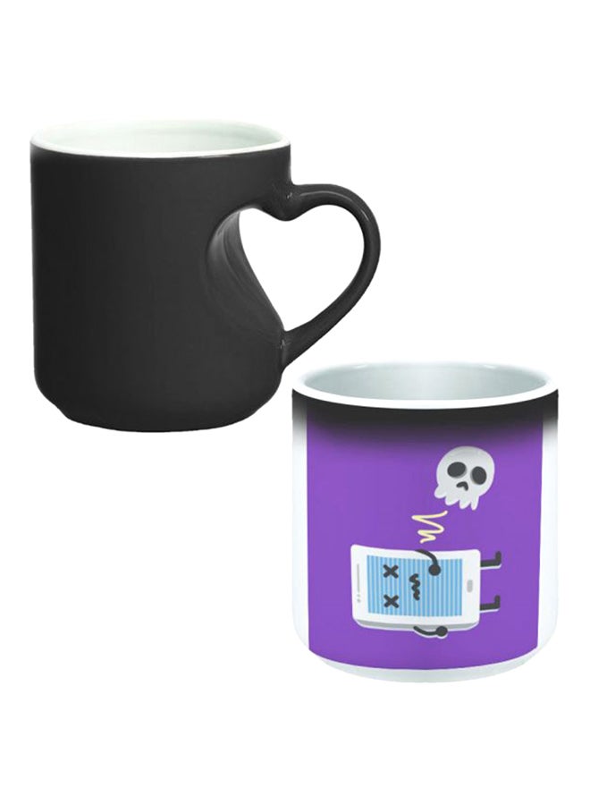Decalac Ceramic Magic Mug With Inner Heart Handle Black/White - Image 1