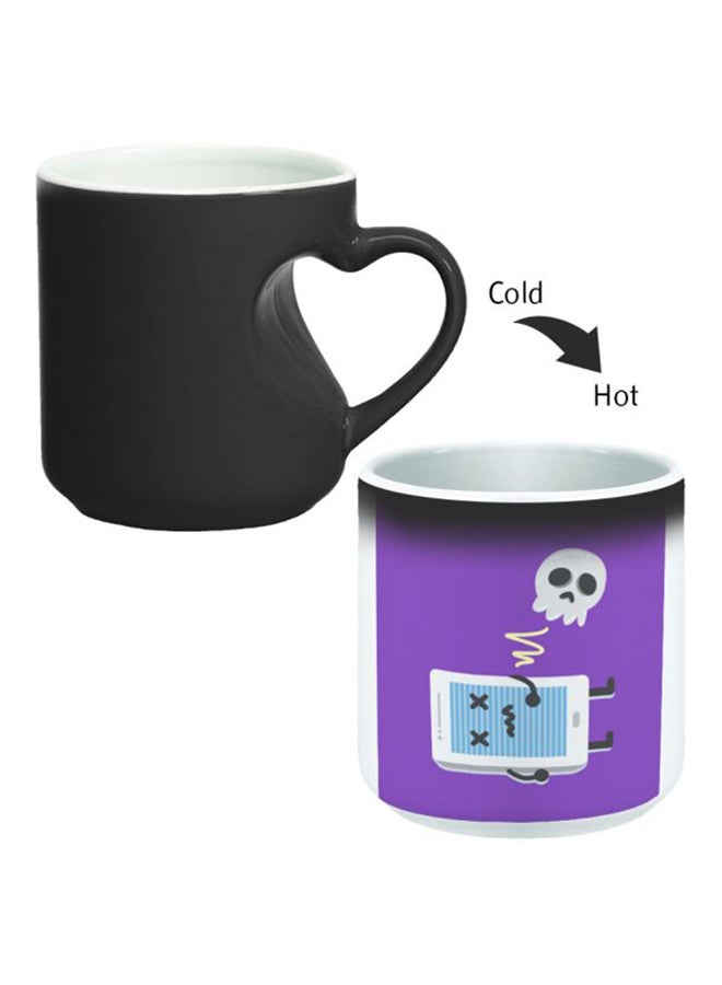 Decalac Ceramic Magic Mug With Inner Heart Handle Black/White - Image 2