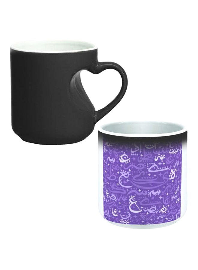 Decalac - Ceramic Magic Mug With Inner Heart Handle Black/White - Image 1