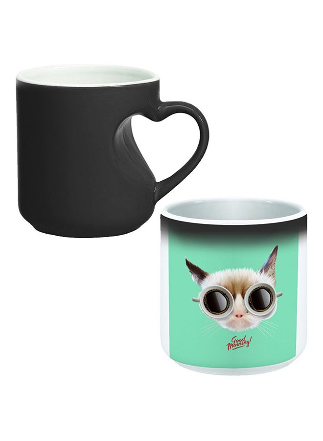 Decalac Ceramic Magic Mug With Inner Heart Handle Black/White - Image 1