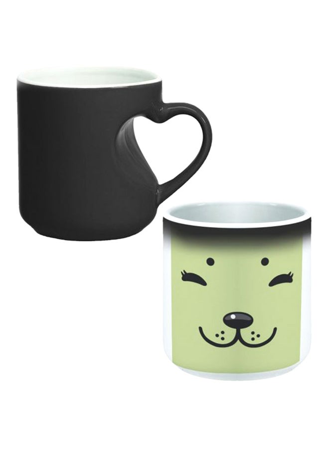 ديكالاك كوب سحري من السيراميك مزود بمقبض على شكل قلب بتصميم منحنٍ إلى الداخل أسود/ أبيض - Image 1