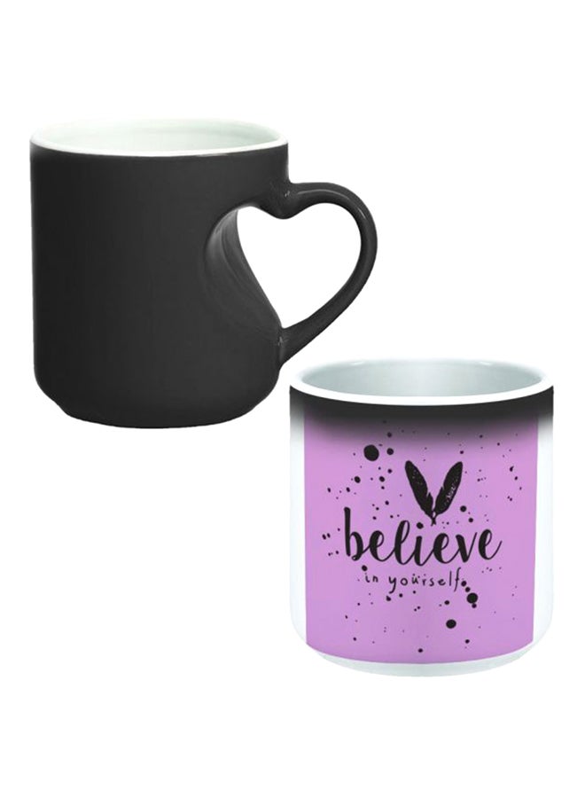 Decalac Ceramic Magic Mug With Inner Heart Handle Black/White - Image 1