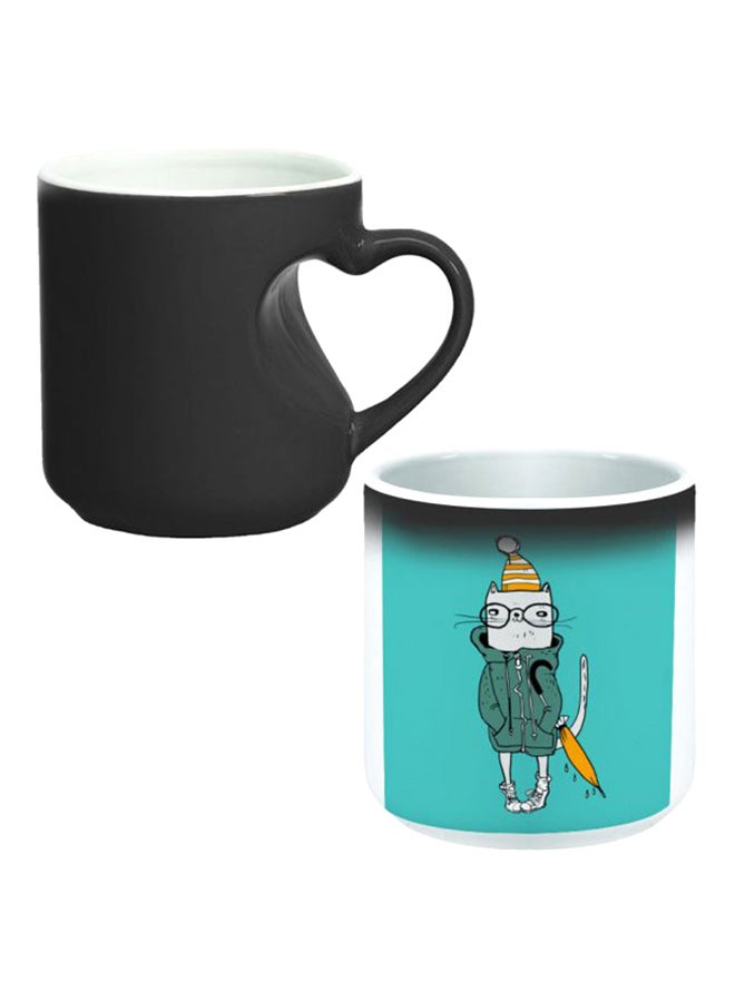 Decalac Ceramic Magic Mug With Inner Heart Handle Black/White - Image 1