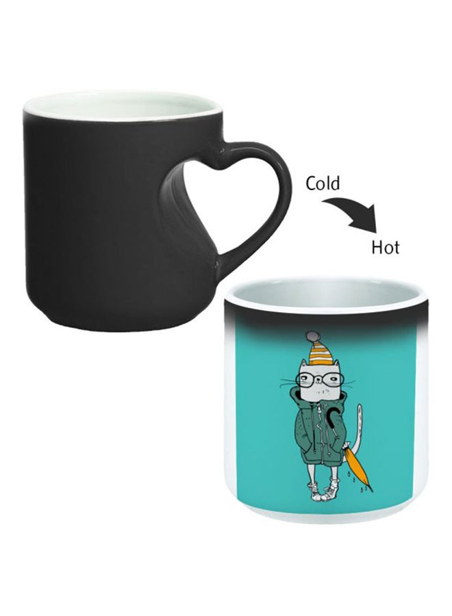 Decalac Ceramic Magic Mug With Inner Heart Handle Black/White - Image 2