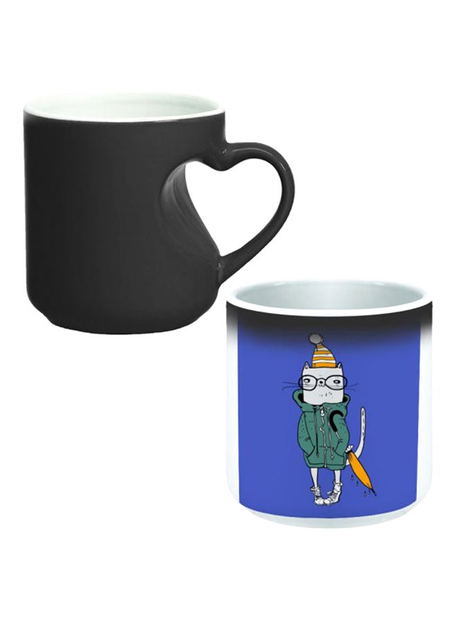 Decalac Ceramic Magic Mug With Inner Heart Handle Black/White - Image 1