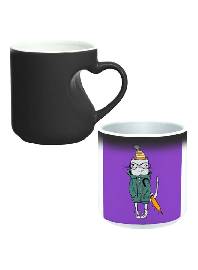 Decalac Ceramic Magic Mug With Inner Heart Handle Black/White - Image 1