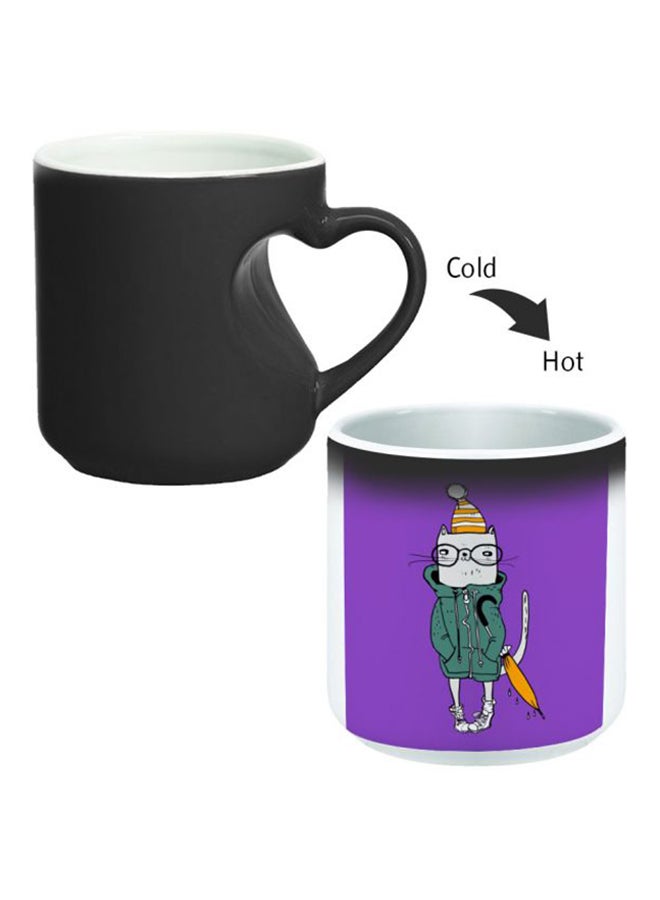 Decalac Ceramic Magic Mug With Inner Heart Handle Black/White - Image 2