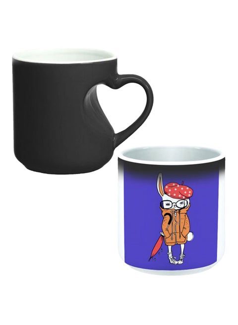 Ceramic Magic Mug With Inner Heart Handle Black/White