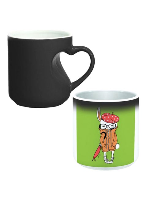 Ceramic Magic Mug With Inner Heart Handle Black/White