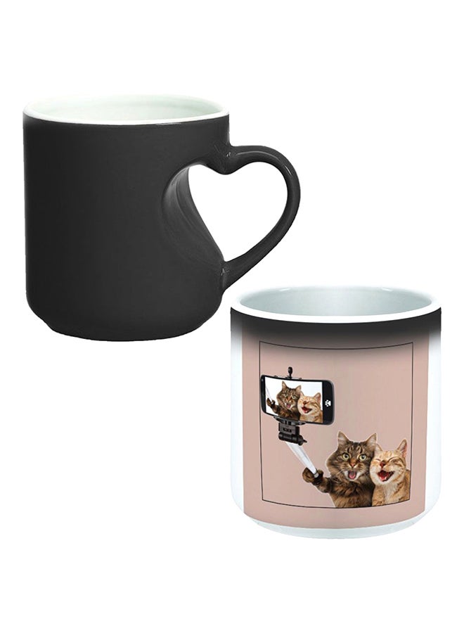 Decalac Magic Mug With Inner Heart Handle Black/White - Image 1