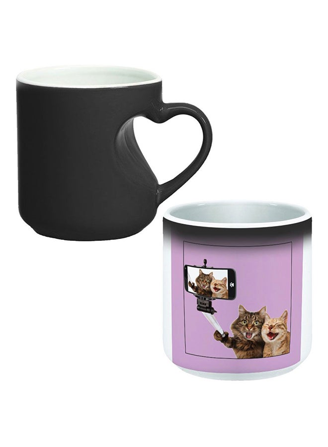 Decalac Magic Mug With Inner Heart Handle Black/White - Image 1