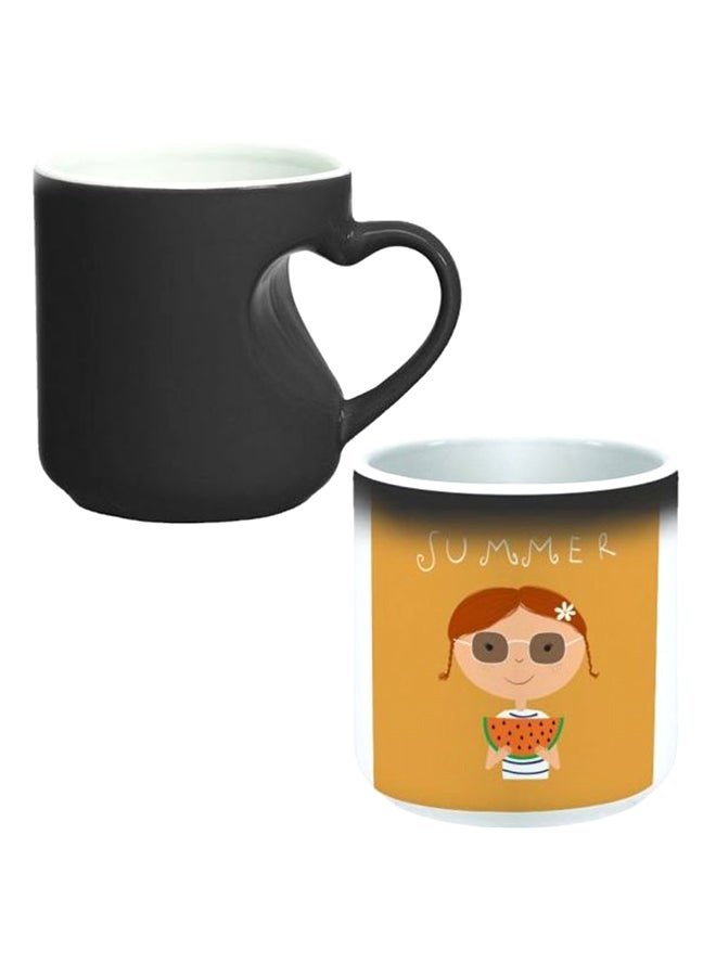 Decalac Colour Changing Magic Mug With Heart Handle Black/White - Image 1