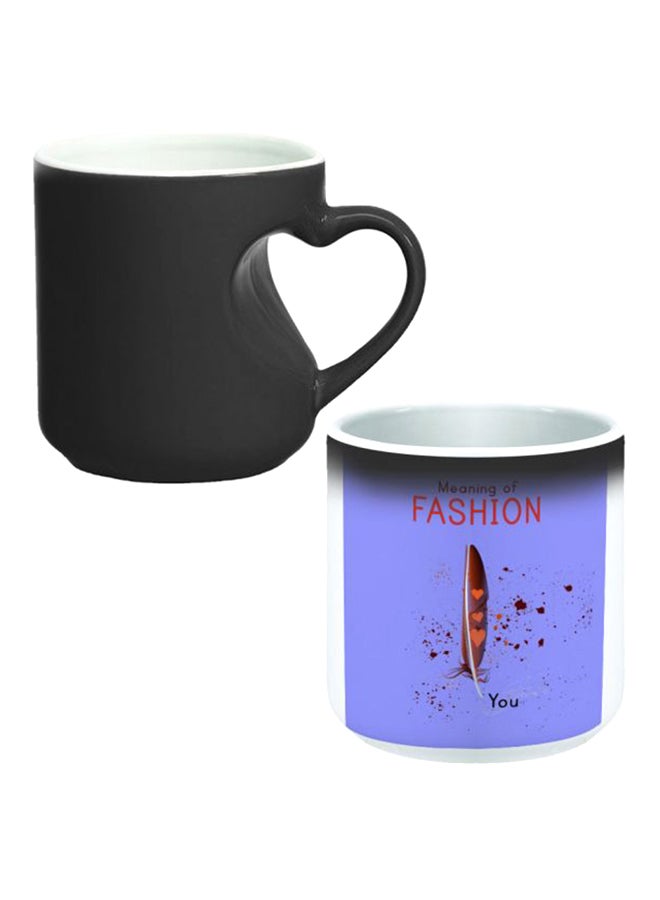 ديكالاك كوب سحري من السيراميك مزود بمقبض على شكل قلب بتصميم منحنٍ إلى الداخل أسود/ أبيض - Image 1