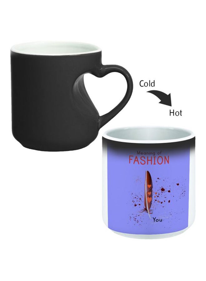 ديكالاك كوب سحري من السيراميك مزود بمقبض على شكل قلب بتصميم منحنٍ إلى الداخل أسود/ أبيض - Image 2