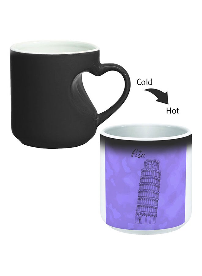 ديكالاك كوب سحري من السيراميك مزود بمقبض على شكل قلب بتصميم منحنٍ إلى الداخل أسود/ أبيض - Image 2