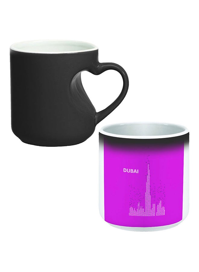 Decalac Ceramic Magic Mug With Inner Heart Handle Black/White - Image 1