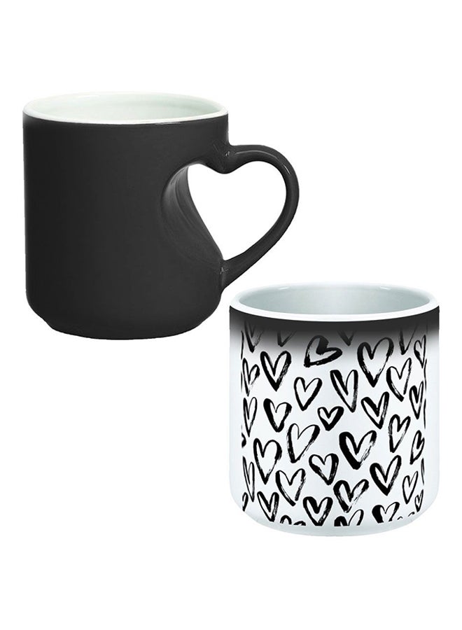 Decalac Ceramic Magic Mug With Inner Heart Handle Black/White - Image 1