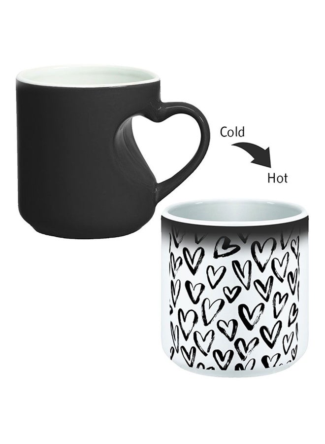 Decalac Ceramic Magic Mug With Inner Heart Handle Black/White - Image 2