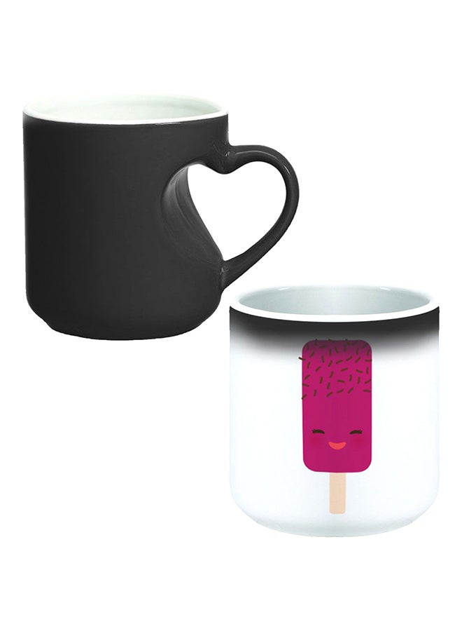 Decalac Ceramic Magic Mug With Inner Heart Handle Black/White - Image 1