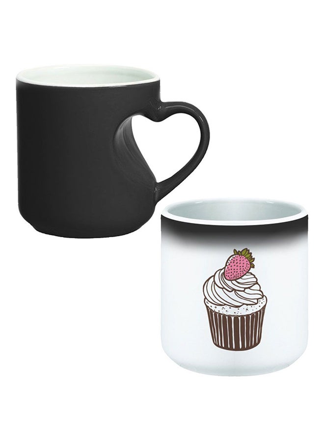 Decalac Ceramic Magic Mug With Inner Heart Handle Black/White - Image 1