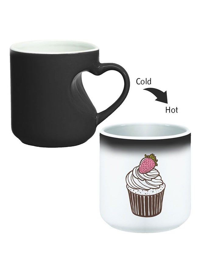 Decalac Ceramic Magic Mug With Inner Heart Handle Black/White - Image 2