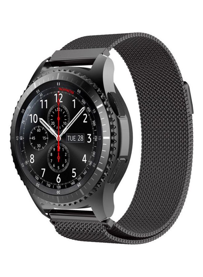 سوار بديل من الإستانلس ستيل لساعة سامسونج جير S3 . أسود - Image 2