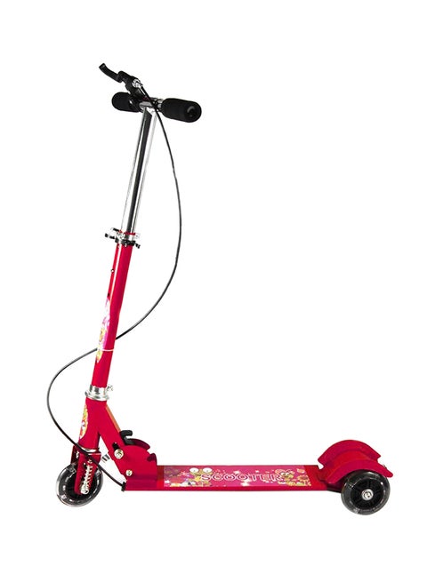 3 Wheeler Foldable Scooter With Brake And Bell Pink