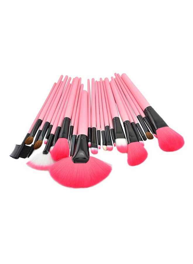 24-Piece Professional Makeup Brush Set With Bag Pink/Black