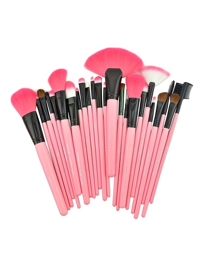 24-Piece Makeup Brush Set With Bag Pink/Black