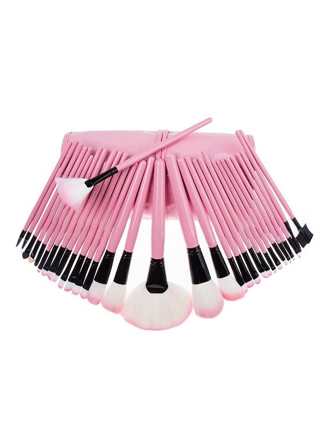 32-Piece Cosmetic Makeup Brush Set With Bag Pink/Black