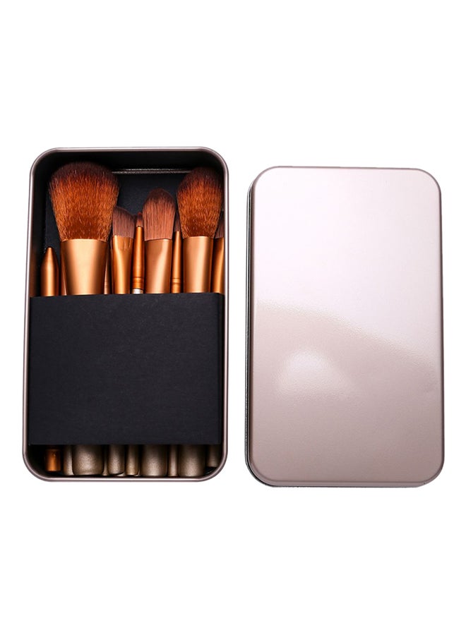 12-Piece Makeup Brush Set With Bag Brown/Gold