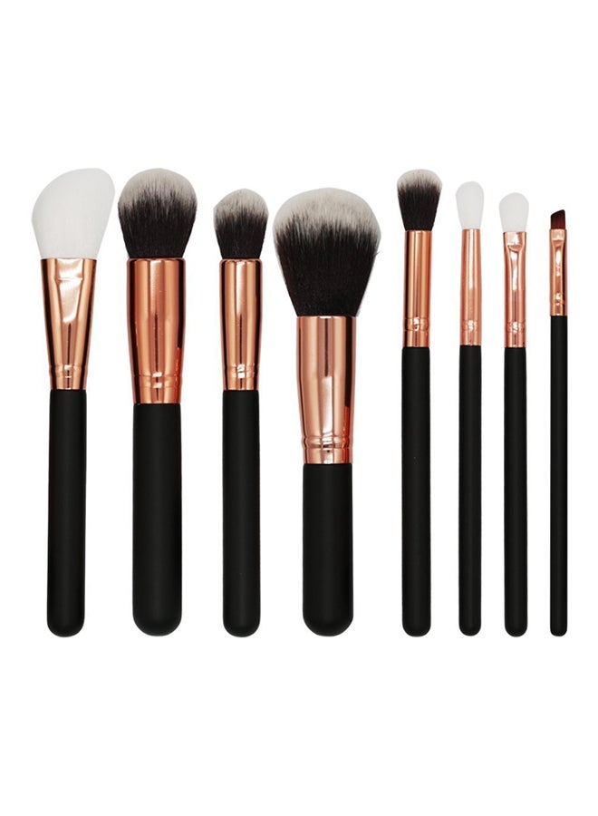 8-Piece Makeup Brush Set With Bag Black/Gold