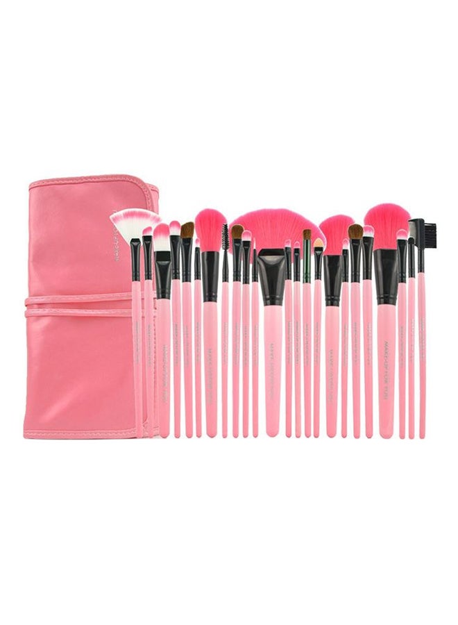 24-Piece Professional Makeup Brush Set Pink/Black - Image 2