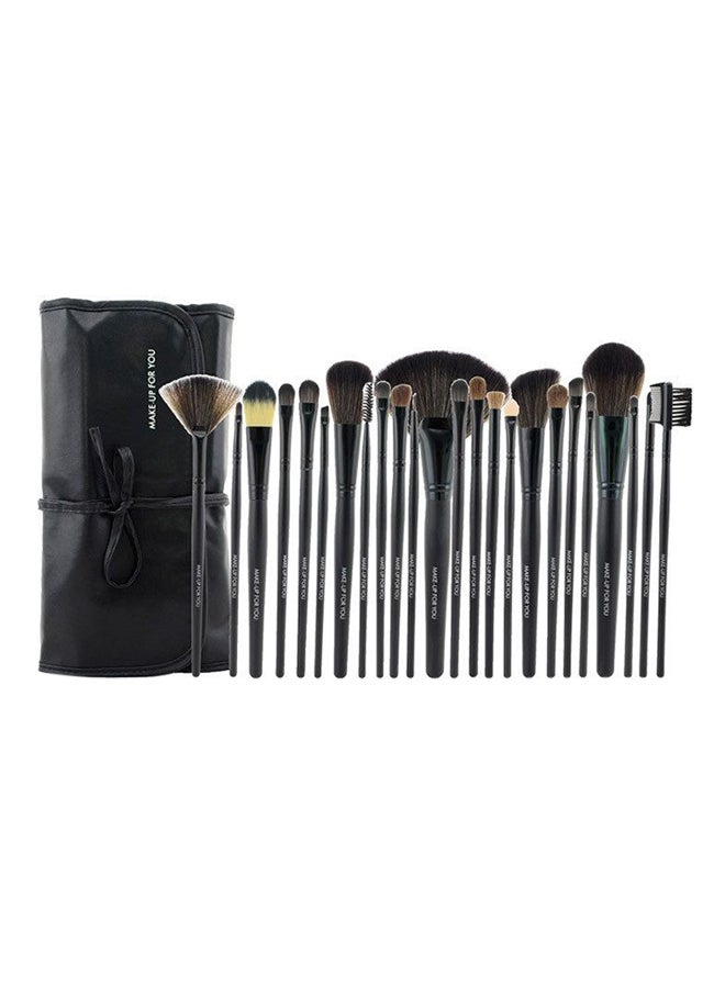 24-Piece Professional Makeup Brush Set With Bag Black