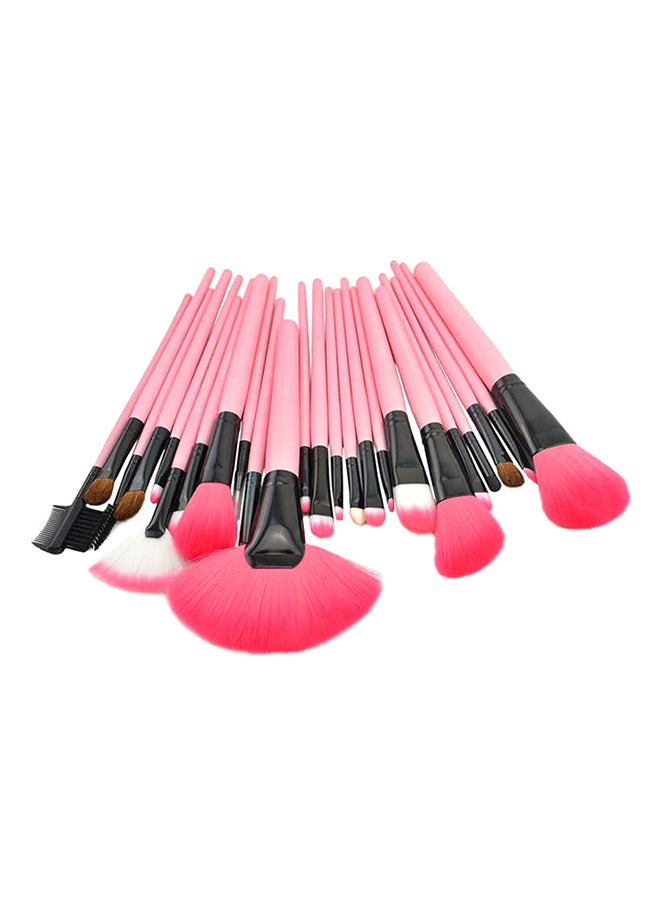 Generic 24-Piece Professional Makeup Brush Set With Bag Pink/Black