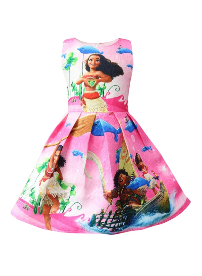 Moana Girl Printed Sleeveless Dress Multicolour - Image 1