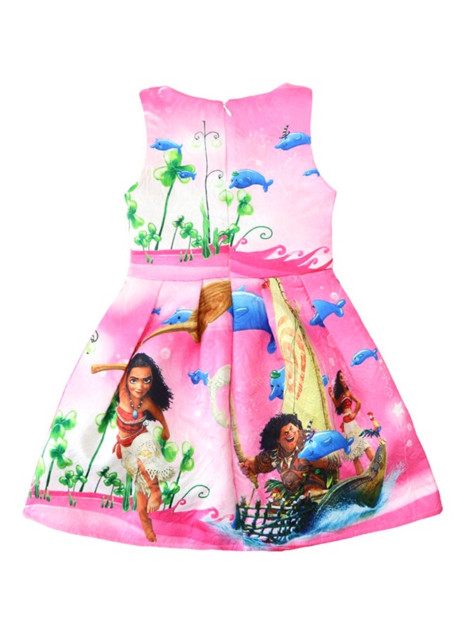 Moana Girl Printed Sleeveless Dress Multicolour - Image 2