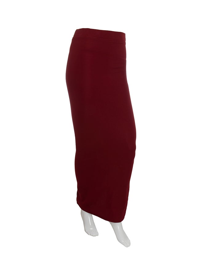 kaya Skinny Long Stretchable Skirts Maroon 