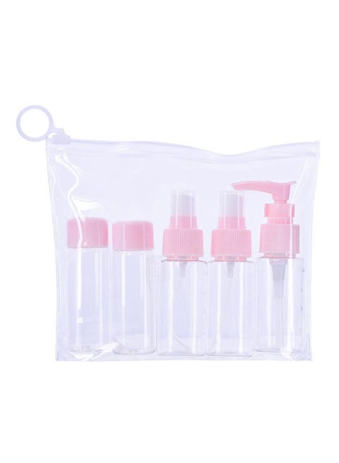 5-Piece Mini Portable Empty Travel Cosmetics Bottles Pink/Clear