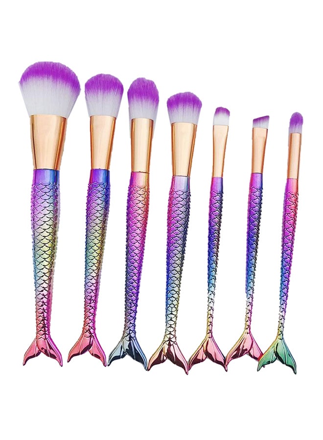 طقم فرش مكياج بتصميم على شكل حورية بحر من 7 قطع متعدد الألوان - Image 1