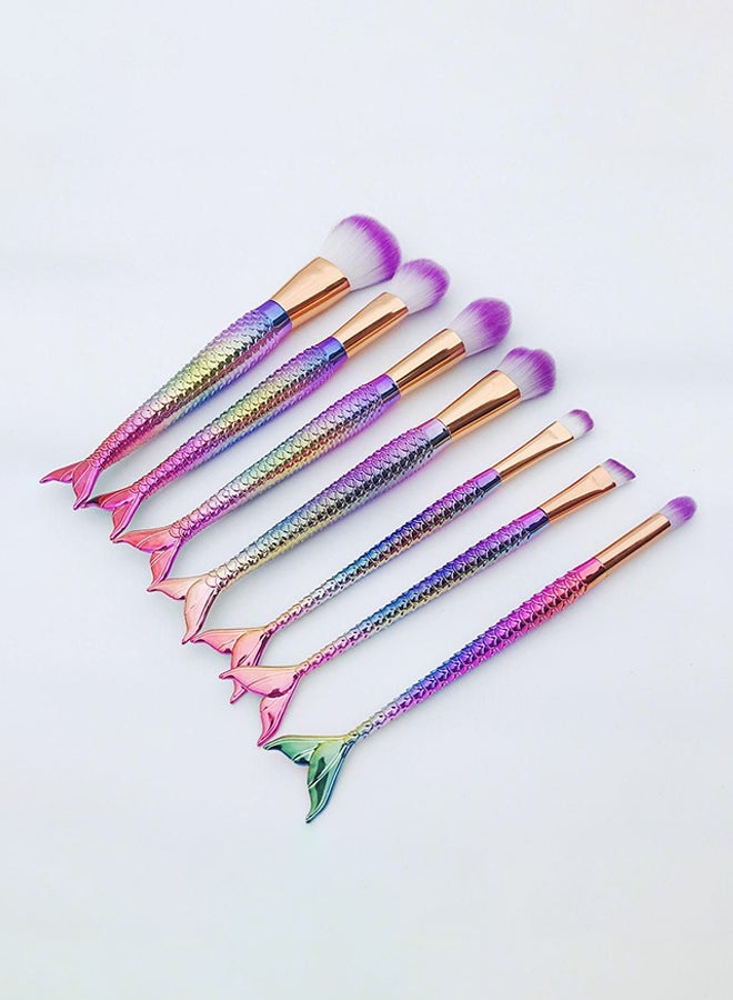 طقم فرش مكياج بتصميم على شكل حورية بحر من 7 قطع متعدد الألوان - Image 2