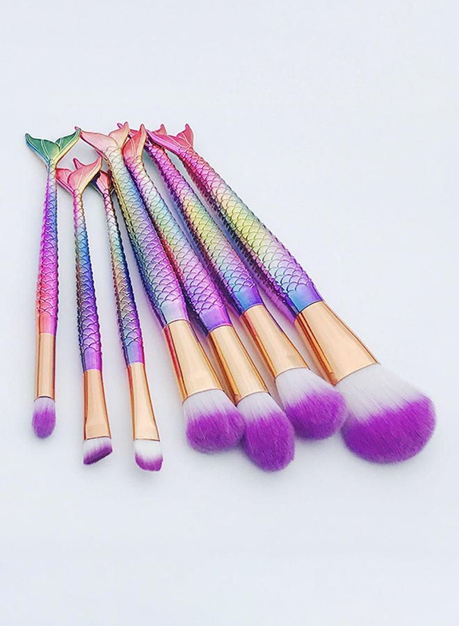 طقم فرش مكياج بتصميم على شكل حورية بحر من 7 قطع متعدد الألوان - Image 3