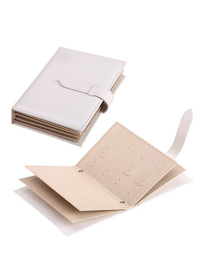 صندوق لتخزين أقراط الأذنين على شكل كتاب أبيض