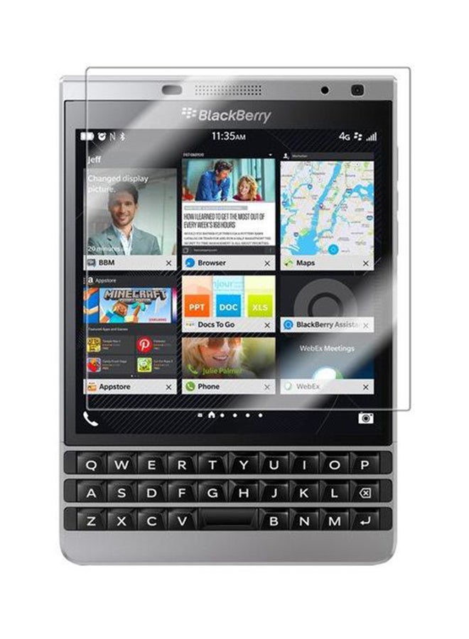 إيماك غطاء حماية صلب مع لاصقة حماية شاشة لهاتف بلاك بيري باسبورت (الإصدار الفضي) شفاف - Image 3