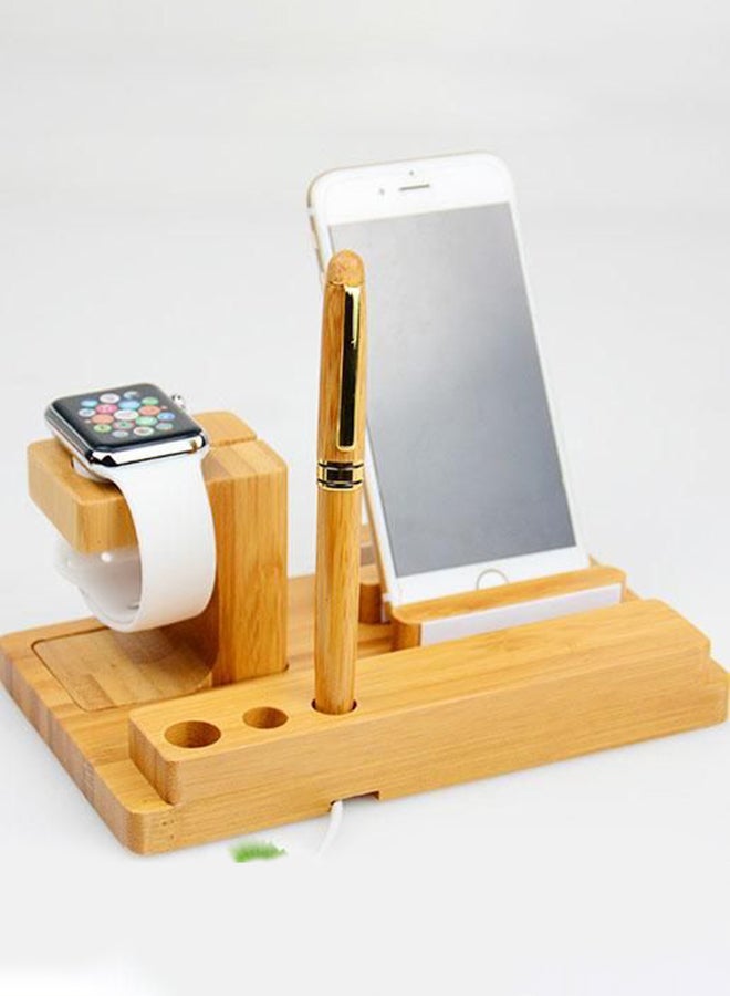 3-In-1 Dock Charger Stand For Apple Watch/iPhone And Pen Brown  - Image 2