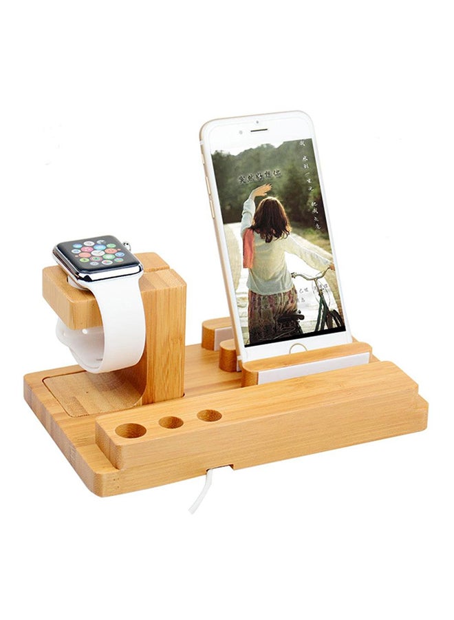3-In-1 Dock Charger Stand For Apple Watch/iPhone And Pen Brown  - Image 3