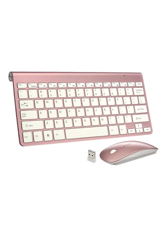 Generic Wireless Keyboard For PC And Laptop Rose Gold/White 