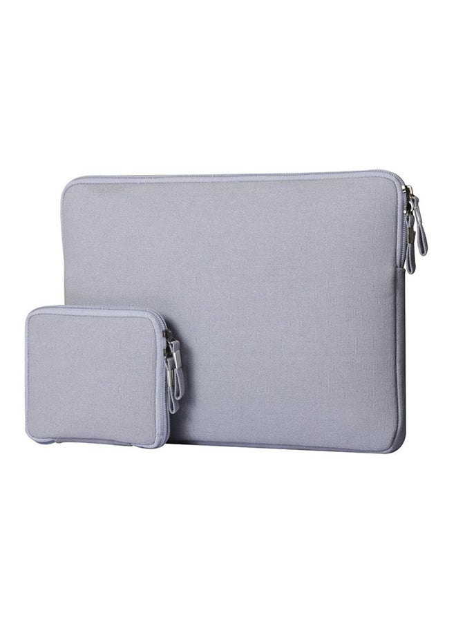 Protective Sleeve With Pouch For Apple MacBook Air 11-Inch Grey  - Image 1