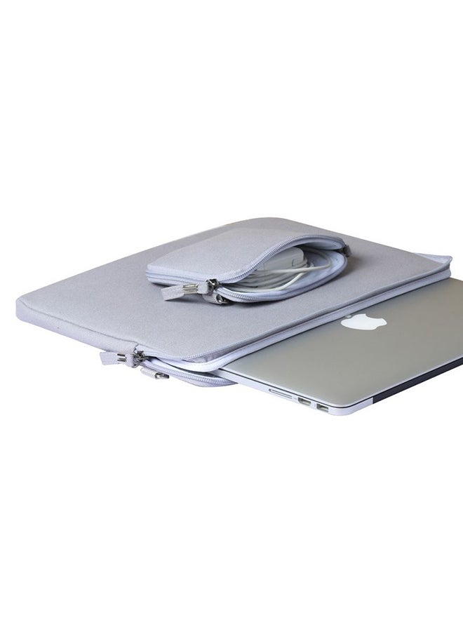 Protective Sleeve With Pouch For Apple MacBook Air 11-Inch Grey  - Image 4