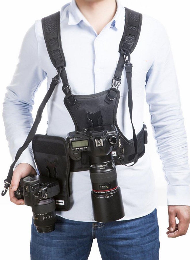 Camera Carrying Harness System With Side Holster Black - Image 3